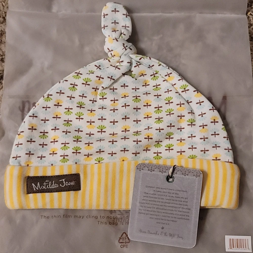 MATILDA JANE CLOTHING KNIT PRINTED BABY HAT: NWT: SZ 12-24 MTH